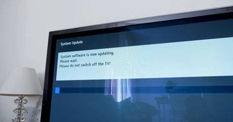 Select from the tv menu the tv update Panasonic TV  time-lapse fast motion Stock Footage 79440198