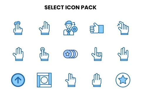 Select Two Colour Collection Icons Pack Stock Illustration