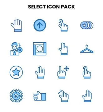 Select Two Colour Set Icons Pack Stock Illustration