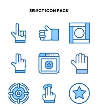 Select Two Colour Set Icons Pack Stock Illustration