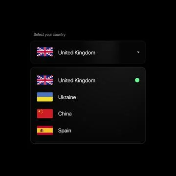 Select Your Country Settings Panel. Where are you from. Flat user interface Stock Illustration