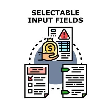 Selectable input fields for document management and user interface Ilustração Stock