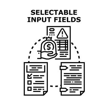 Selectable input fields for document management and user interface Stock Illustration