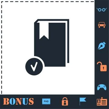 Selected book icon flat Stock Illustration