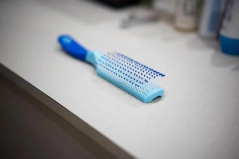 Selected focus on a comb on the make up table Foto stock