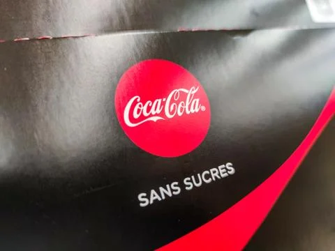 Selected Focus on logo of coca cola sugar free bottles in french market Stock Photos