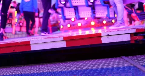 Selected focus view at  "Octopus or Breakdance amusement ride" before its start. Stock Footage 113703699