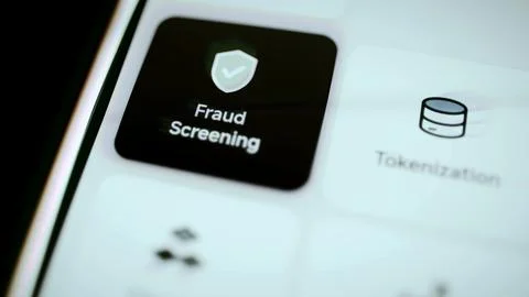 Selected fraud screening shield tile Stock Photos