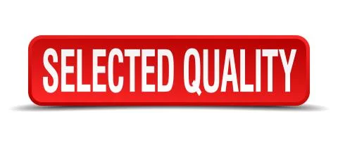 Selected quality red 3d square button isolated on white Stock Illustration