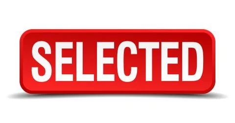 Selected red 3d square button isolated on white Stock Illustration