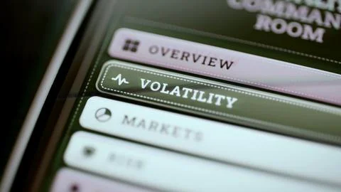 Selected Volatility menu between Overview and Markets Stock Photos
