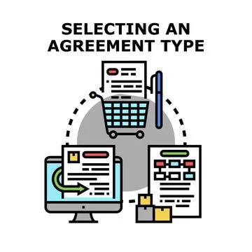 Selecting agreement type process for business contract 库存插图