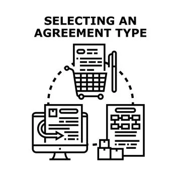 Selecting agreement type process for business contract 库存插图
