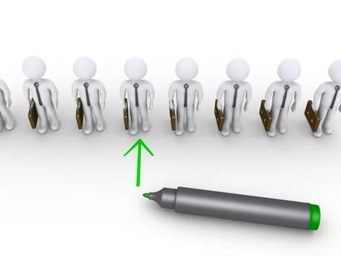 Selecting by arrow the right businessman Stock Illustration