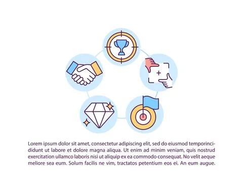 Selecting authentic goals concept line icons with text Stock Illustration