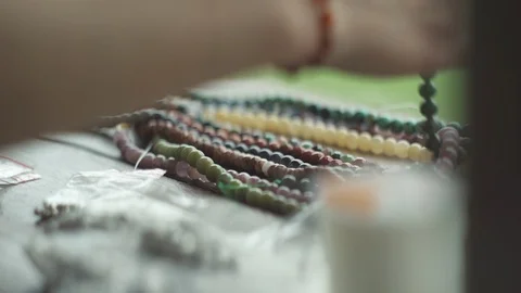 Selecting Beads For Jewellery Making Stock Footage 111821513
