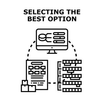 Selecting best option analyzing data processing information Stock Illustration