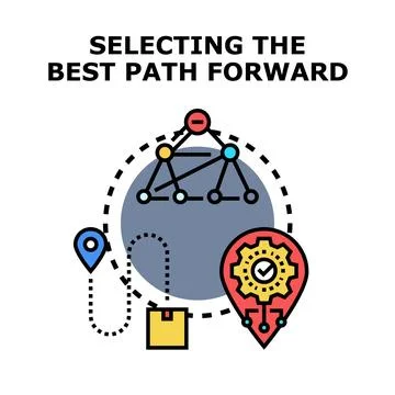 Selecting best path forward for business strategy Stock Illustration