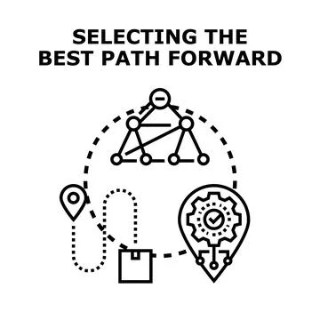 Selecting best path forward for business strategy Stock Illustration