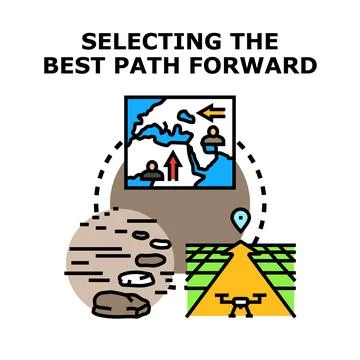 Selecting best path forward progress decision Ilustración de archivo