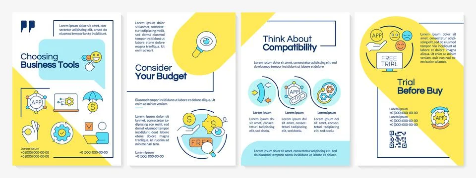 Selecting business tools tips blue and yellow brochure template Illustrazione stock