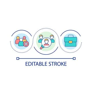Selecting candidates for interview loop concept icon Illustrazione stock