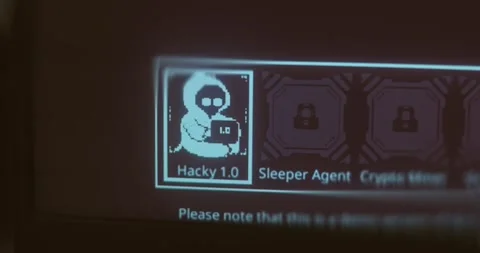 Selecting a character in a game related to hacking Video stock 321765561