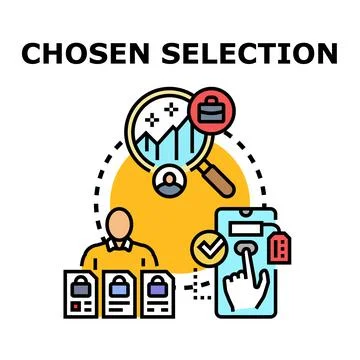 Selecting choosing searching best candidate job mobile app Stock Illustration
