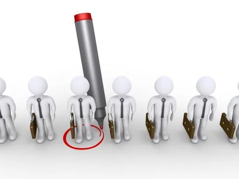 Selecting by circle the right businessman Stock Illustration