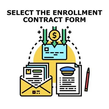 Selecting enrollment contract form for service application payment Stock Illustration