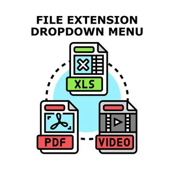 Selecting file extension options from dropdown menu Stock Illustration