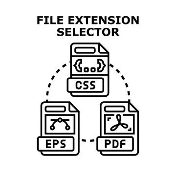 Selecting file extension type for digital document Illustrazione stock