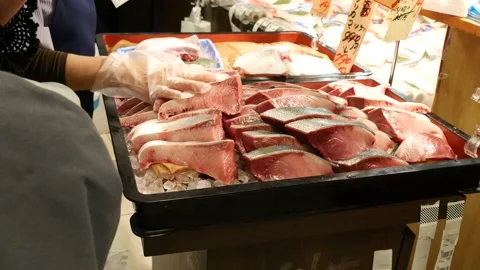 Selecting fish filets Stock Footage 160672906