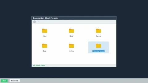 Selecting a folder in a digital file management system interface. 4K Stock Footage 342114596
