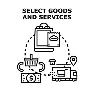 Selecting goods and services for e commerce delivery Stock Illustration