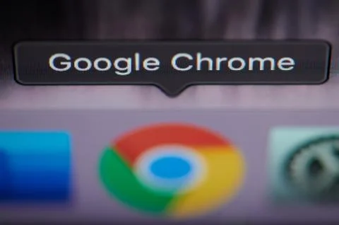 Selecting Google chrome application on computer 스톡 사진
