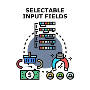 Selecting input fields for customer acquisition and commerce Stock Illustration