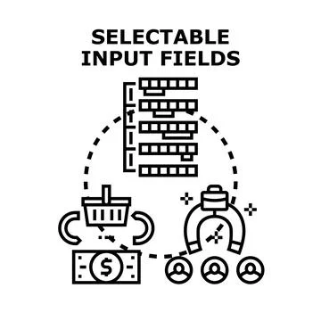 Selecting input fields for customer acquisition and commerce Stock-Illustration
