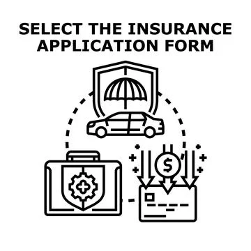 Selecting insurance application form for protection and coverage Stock Illustration