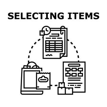 Selecting items process for online buying and inventory イラスト素材