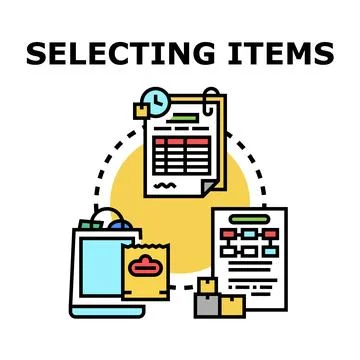 Selecting items process for online buying and inventory 库存插图