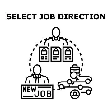 Selecting job career direction path options Stock Illustration