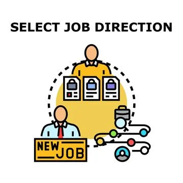 Selecting job career direction path options Stock Illustration
