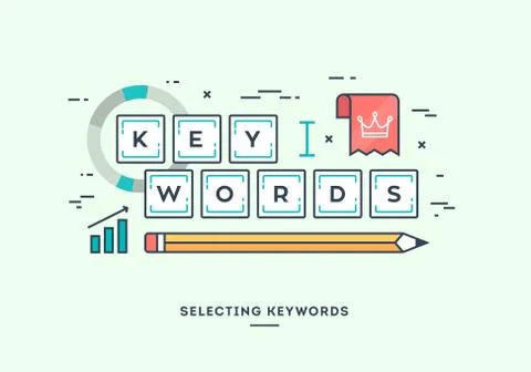 Selecting keywords for your website, digital marketing concept Stock Illustration