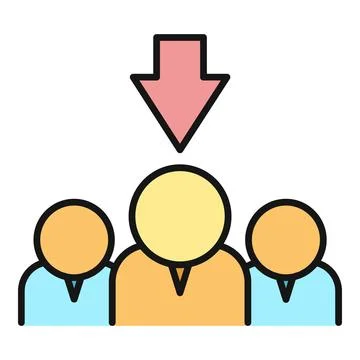 Selecting leader from people group with arrow icon Stock Illustration
