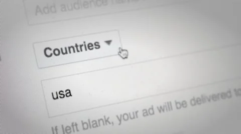 Selecting location targeted Facebook campaign Vídeo Stock 62022810