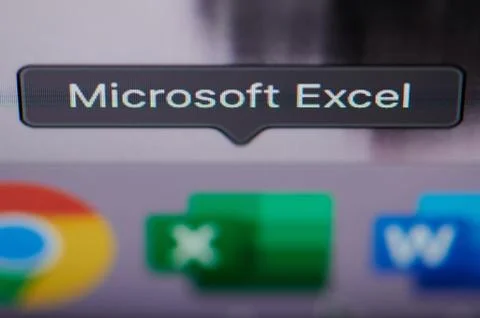 Selecting microsoft excel application on computer 스톡 사진