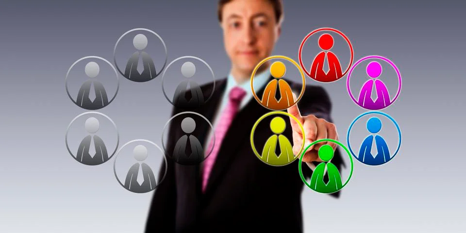 Selecting A Multicolored Team Over A Gray One Stock Photos
