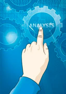 Selecting the option analysis on a touch screen Stock Illustration