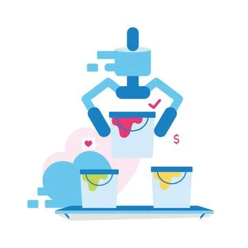 Selecting paint bucket online flat concept vector illustration Illustrazione stock